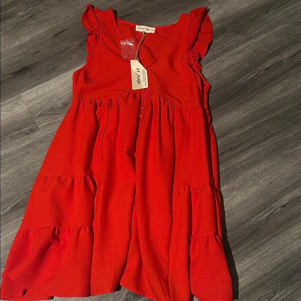 Trendy Red Mini Dress with Ruffle Sleeves
